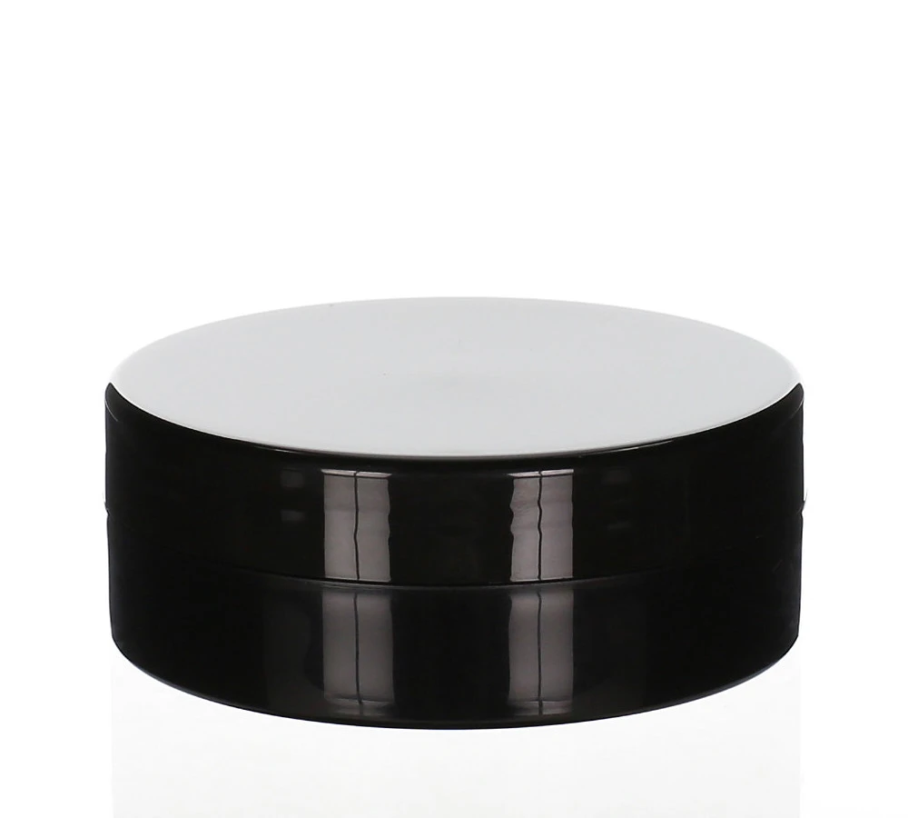 150 ml PP cosmetic jar Anubis black/black glossy with sealing insert, perfect for creams, scrubs and balms
