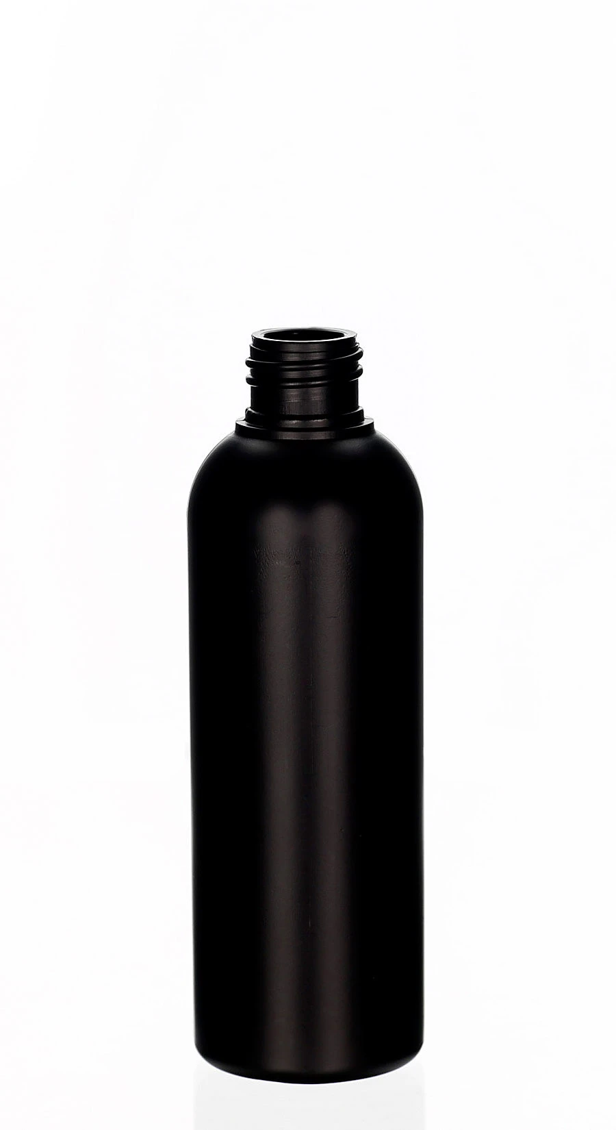 100ml HDPE-Kosmetikflasche Amaro schwarz matt mit 20/410 Gewinde Schwarze 100ml HDPE-Kosmetikflasche Amaro mit 20/410 Schraubgewinde und matter Oberfläche für Pflege-, Haar- und Körperkosmetik