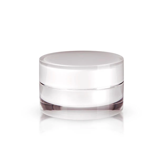 Closed 15ml acrylic jar in pearlescent finish with glossy double wall on white background