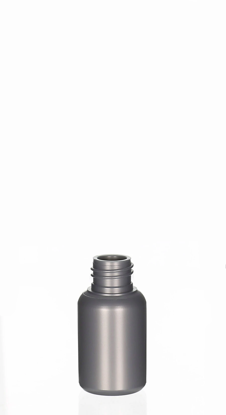 30ml HDPE/LDPE-Kosmetikflasche Amaro silber matt mit 20/410 Gewinde Silberne 30ml HDPE/LDPE-Kosmetikflasche Amaro mit 20/410 Schraubgewinde und matter Oberfläche für Seren, Fluids und Pflegeprodukte