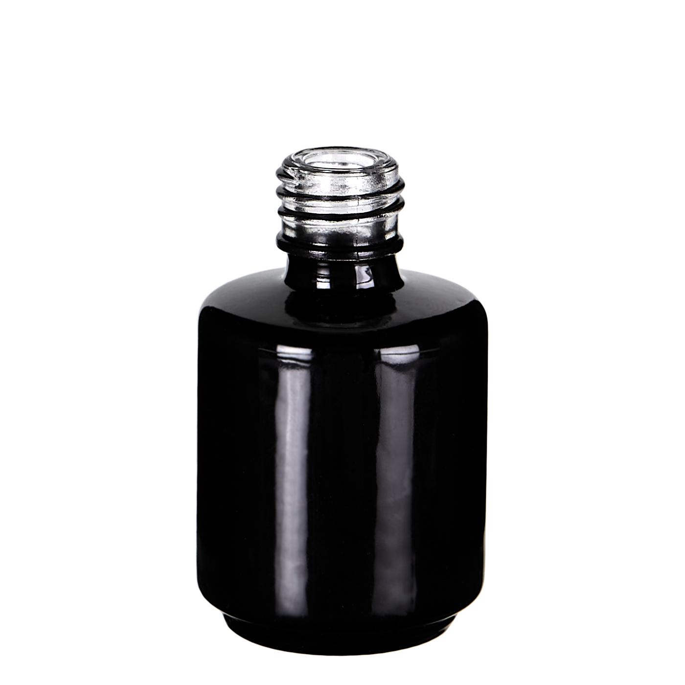 15 ml Nagellackflasche 1602 aus schwarzem, glänzendem Glas mit UV-Schutz