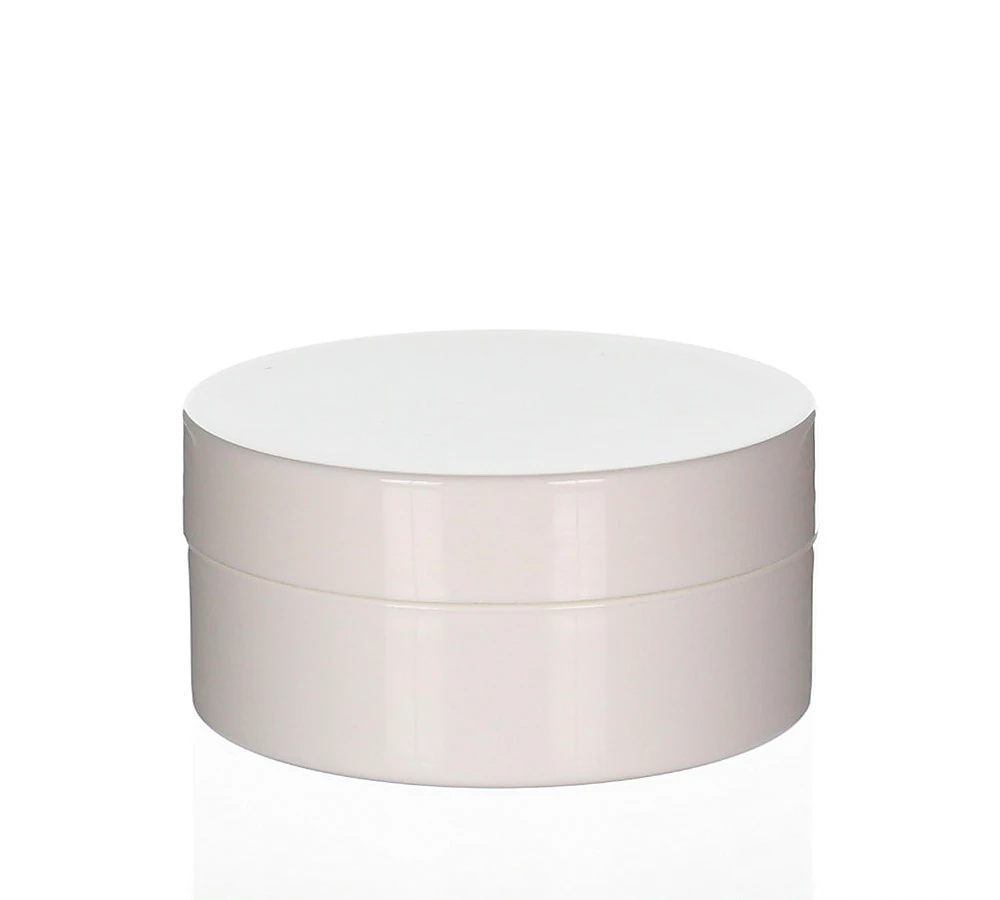 Closed 100 ml PP cosmetic jar Anubis in white/white with glossy surface, perfect for creams, masks and skincare products