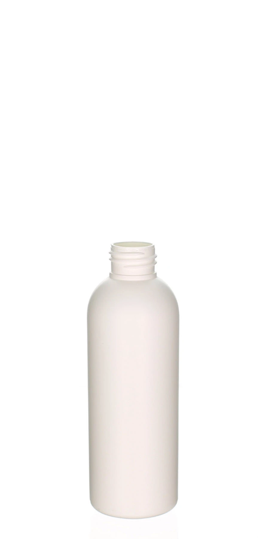 Belle 150 ml HDPE Flasche weiß matt mit 24/410 Gewinde 150 ml Belle Flasche aus HDPE in Weiß matt, 24/410 Gewinde, moderne Kosmetikverpackung für Pflege- und Körperprodukte