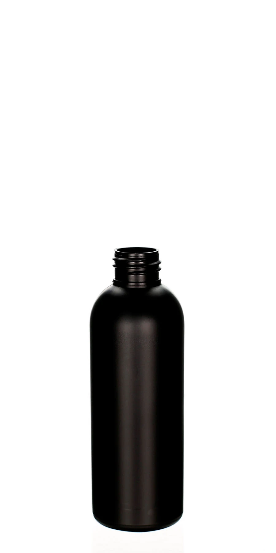 Belle 150 ml HDPE Flasche schwarz matt mit 24/410 Gewinde 150 ml Belle Flasche aus HDPE in Schwarz matt, 24/410 Gewinde, elegante Kosmetikverpackung für Premium-Pflegeprodukte