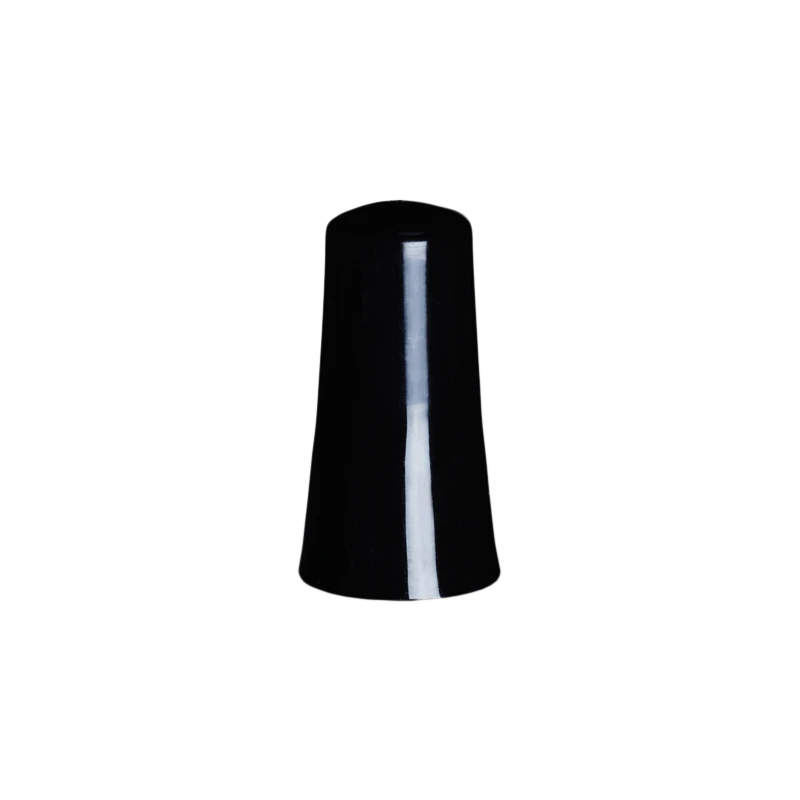 Konischer Schraubverschluss Italica 13/1048 in Schwarz mit Glanzfinish für Nagellackflaschen Schwarzer konischer Schraubverschluss Italica 13/1048 mit glänzender Oberfläche und rundem Profil auf neutralem Hintergrund