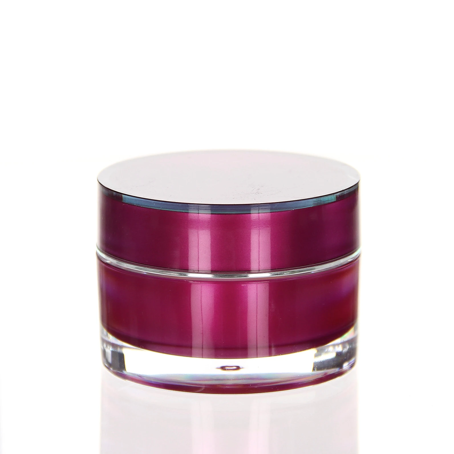 Glossy 30ml pink acrylic jar with double-wall design on white background