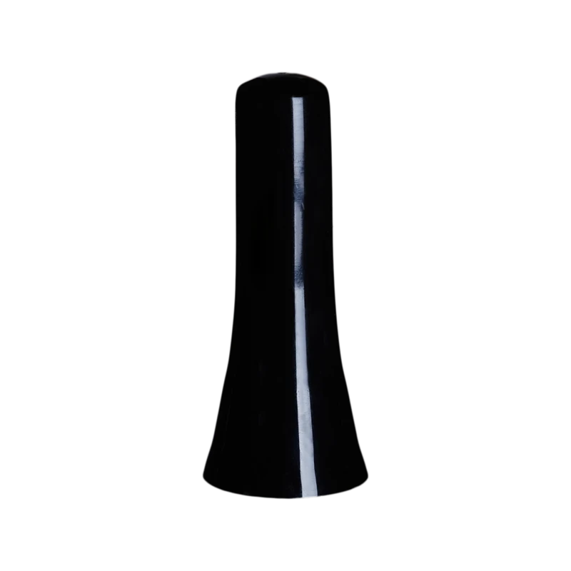 Schwarzer Schraubverschluss P.C. 13/1018 mit glänzender Oberfläche und elegant geschwungener, konischer Form auf neutralem Hintergrund