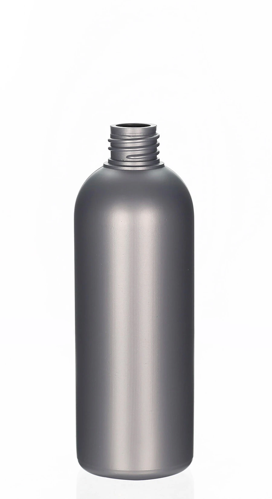 100ml HDPE-Kosmetikflasche Amaro silber matt mit 20/410 Gewinde Silberne 100ml HDPE-Kosmetikflasche Amaro mit 20/410 Schraubgewinde und matter Oberfläche für Lotionen, Shampoos und Pflegeprodukte