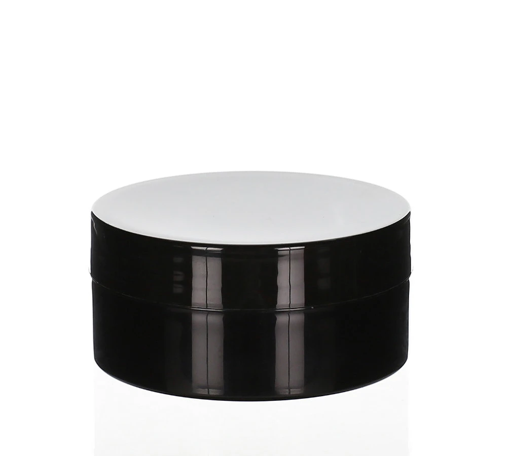 100 ml PP cosmetic jar Anubis black/black with glossy surface and sealing insert, perfect for creams and balms